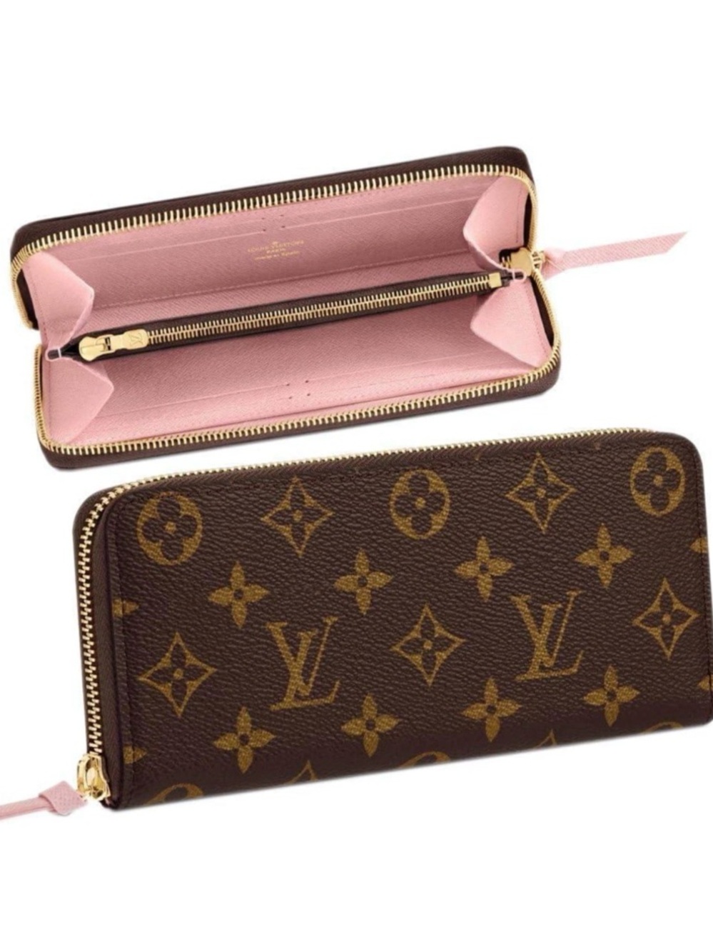 Louis Vuitton Monogram Clémence Wallet Pink Zip-Around Wallet